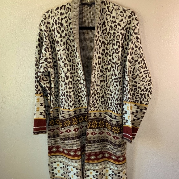 Maxsport Sweaters - Maxsport Max Azria Leopard Print Cardigan Duster Size Lg